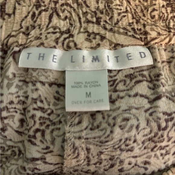 Vintage The Limited Womens Rayon High Waisted Wide Leg Tan Brown Pattern Pants M - Picture 6 of 11